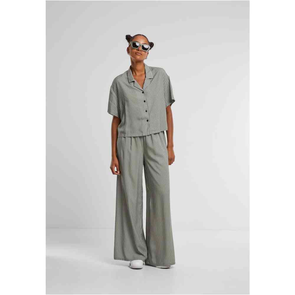 Urban Classics - Viscose Resort Chemisier - Vert/Blanc